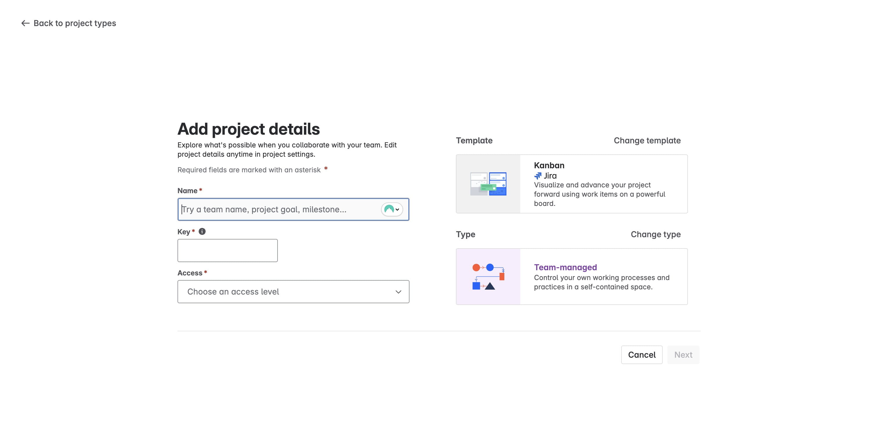 Enter a project name