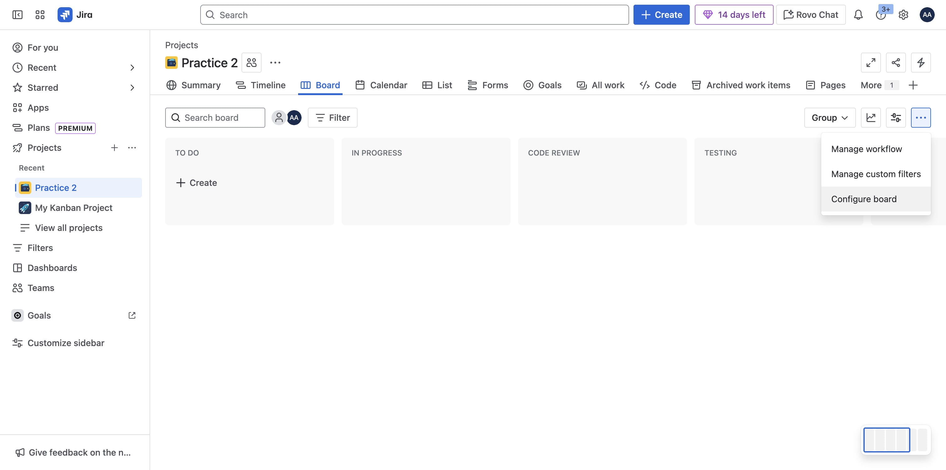 Click on "Configure board"