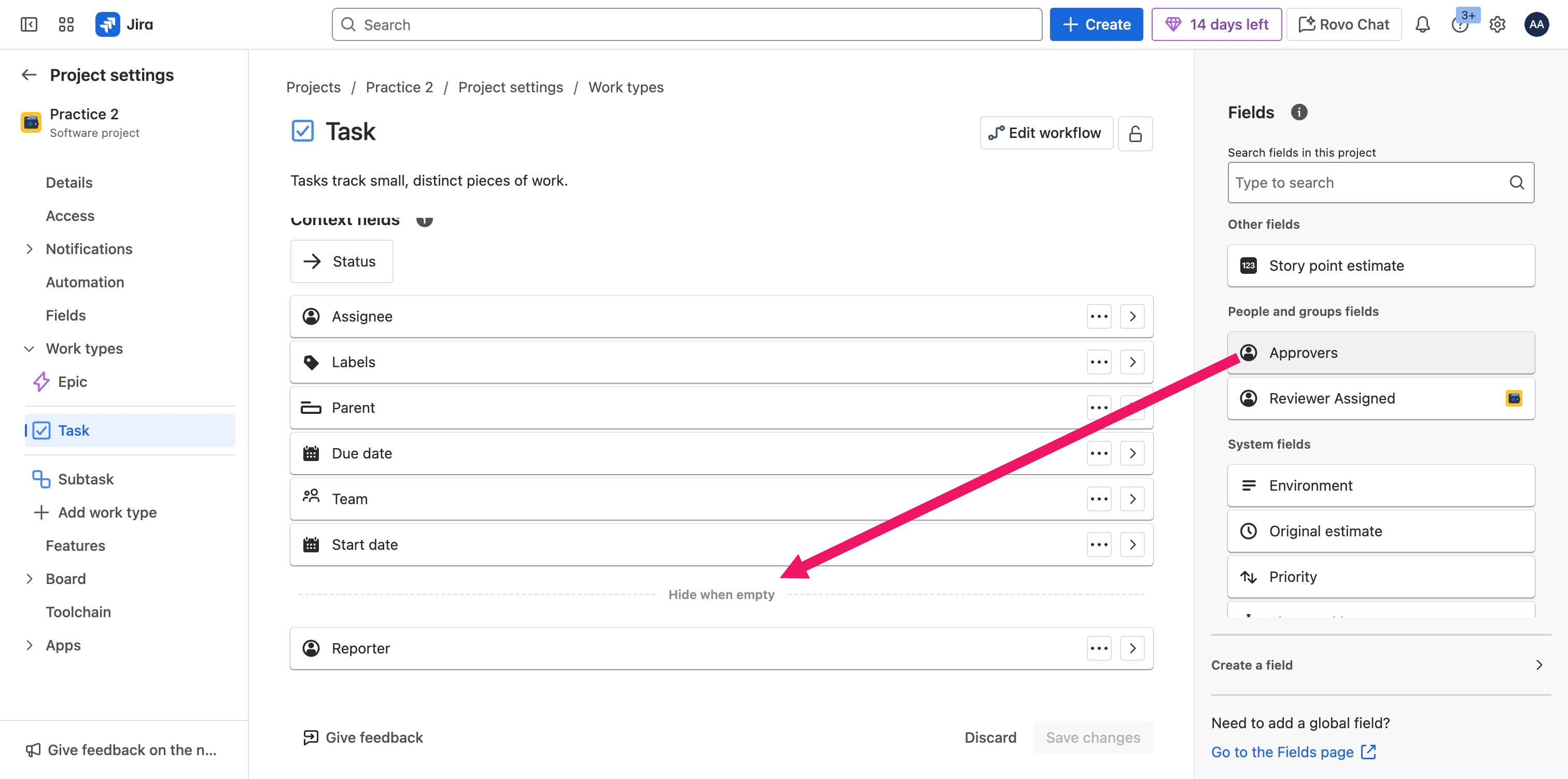Drag the fields you want to under the list of fields to the left 