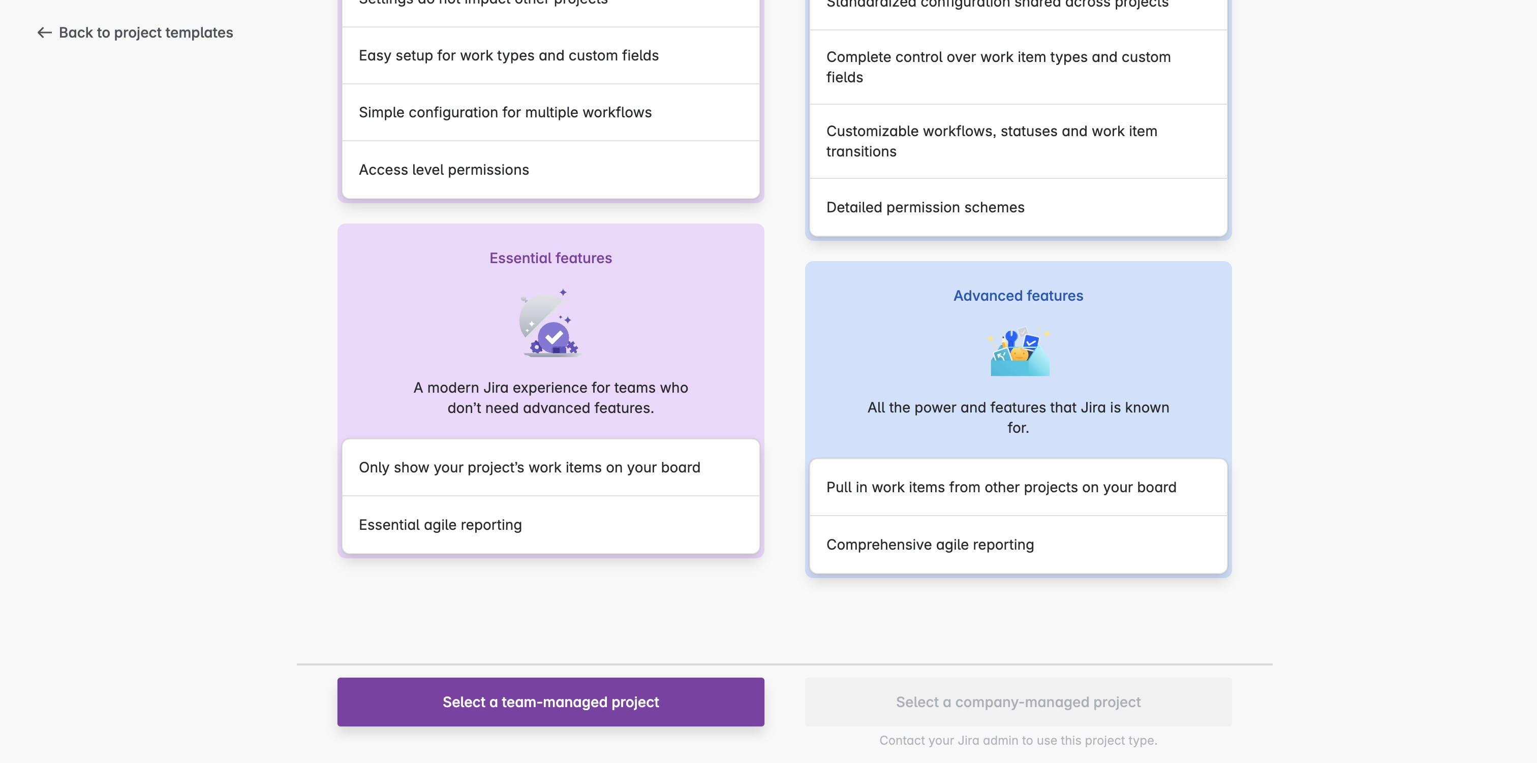 Click on "Select a team-managed project"
