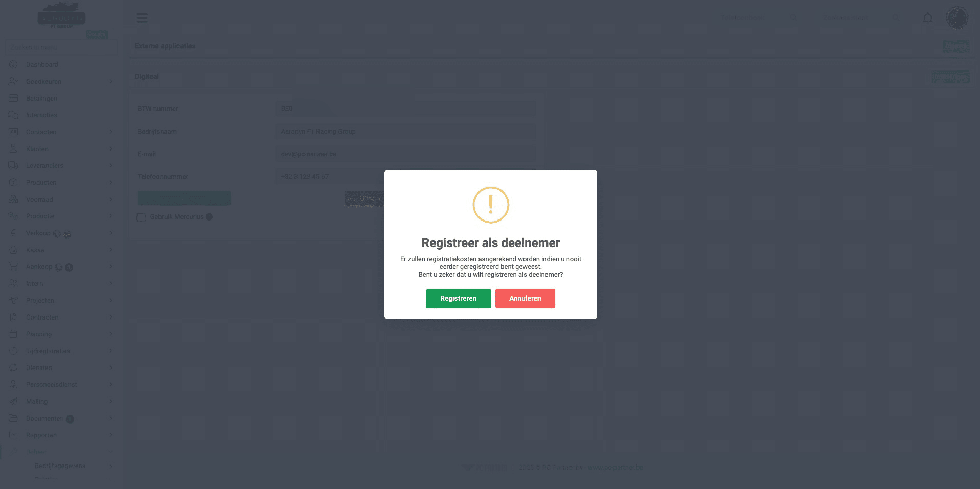 Klik op "Registreren"