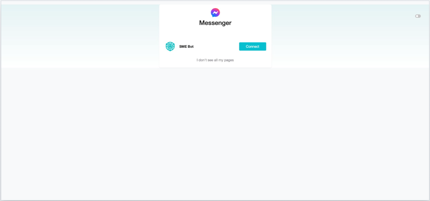 In your SME Bot account, redo the steps to integrate Facebook Messenger or the steps to integrate Instagram, or if you are at the connection step, refresh your internet browser. The intended page should then be available for selection. ✅ Done! 