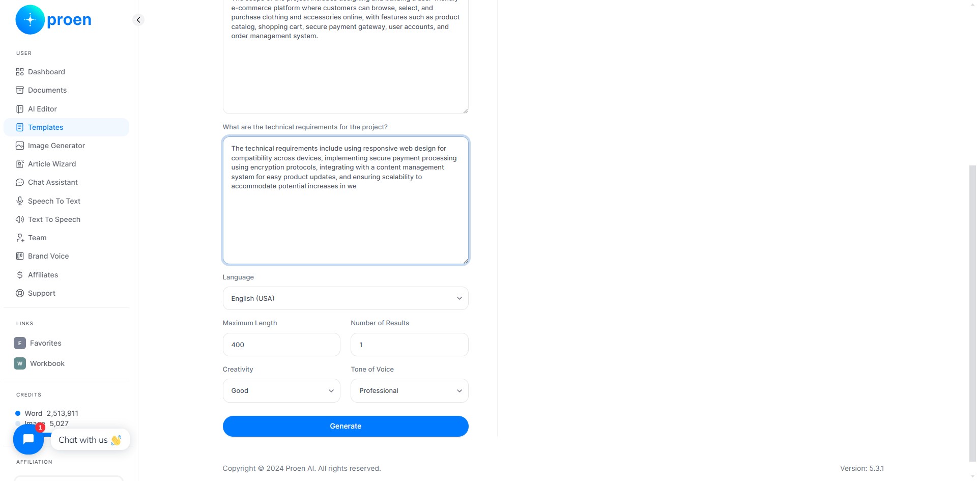 **Optional**: curate the content that will be generated 