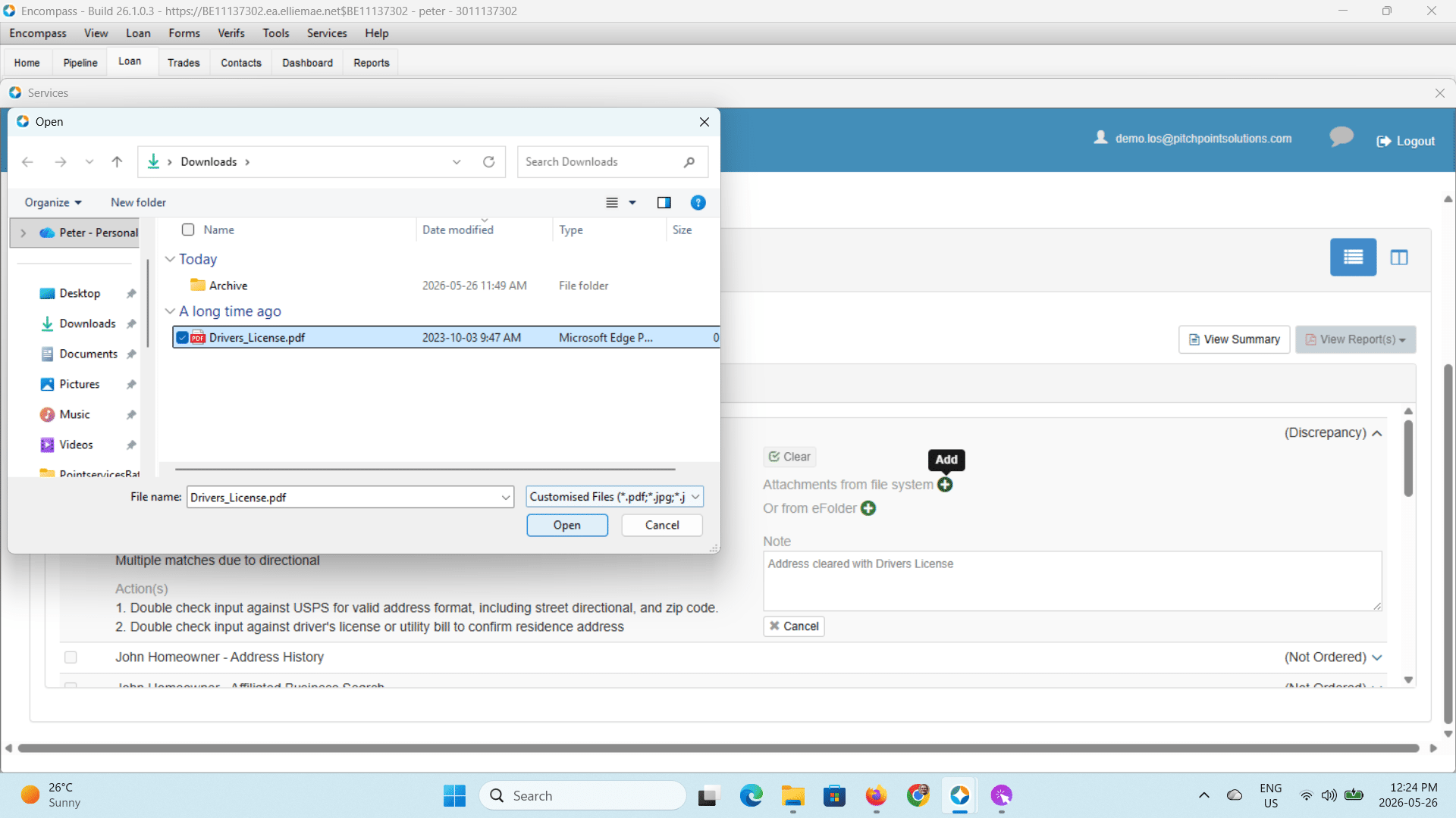 In this example we are selecting a file from the computer. Pick your file and then click on <**Open**>.