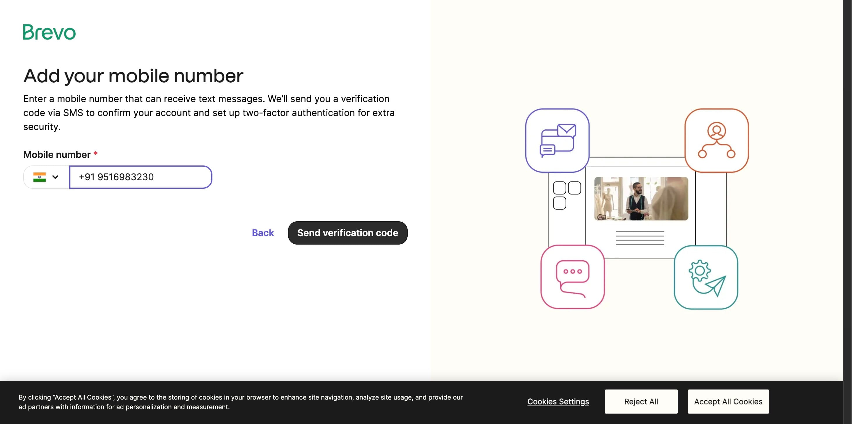 Click on "Send verification code"