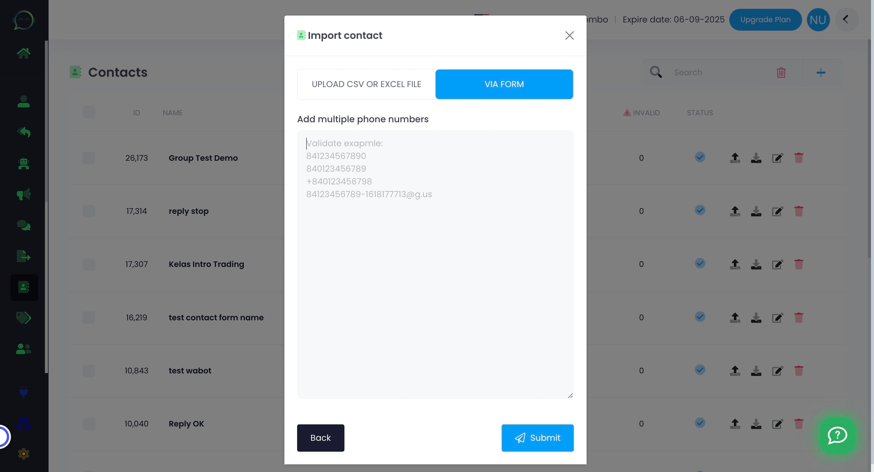 This feature lets you easily copy paste just the phone number! It’s perfect if you only have the customer’s number and don’t need to include their name when blasting