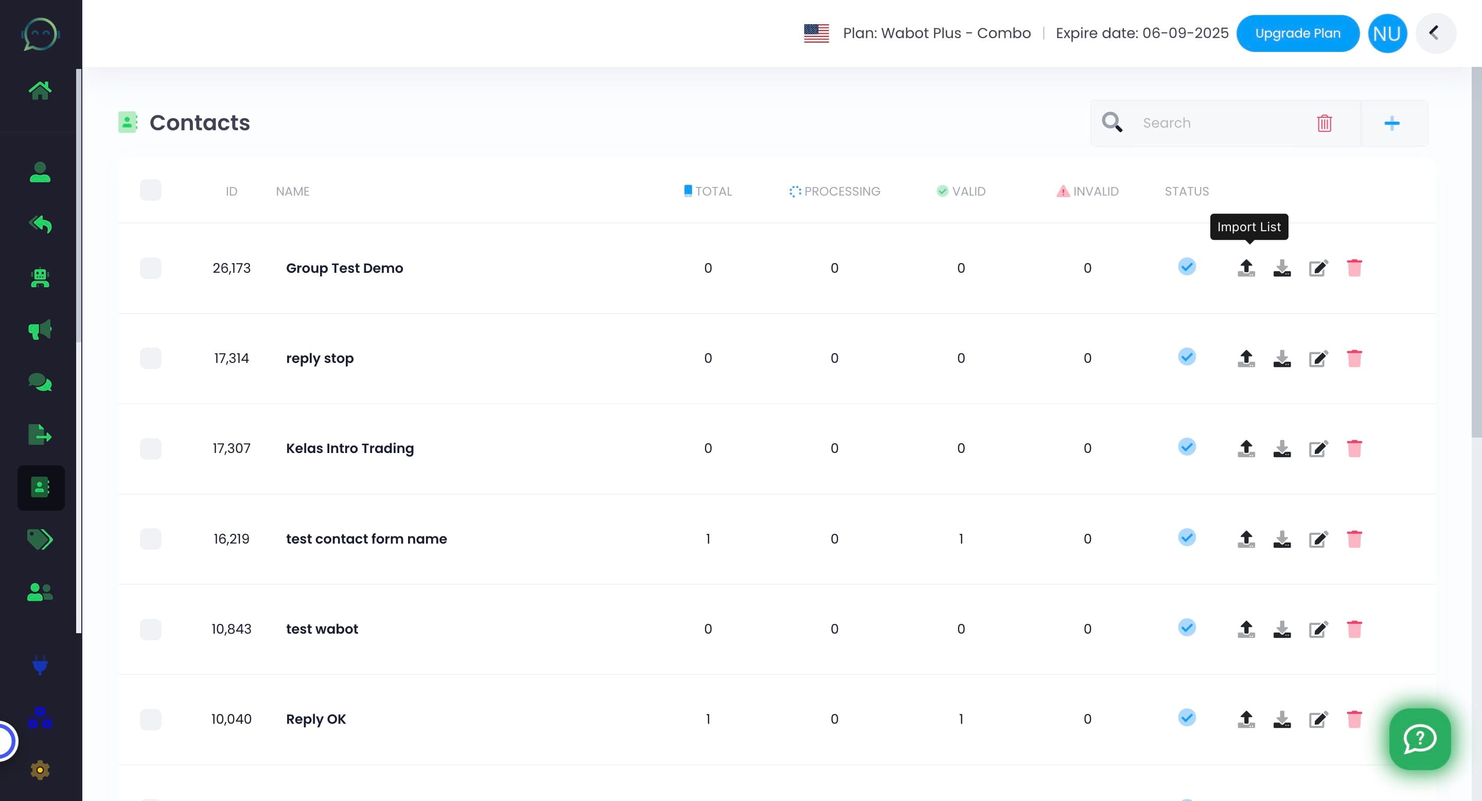 Click the icon to import the database from the document you created earlier