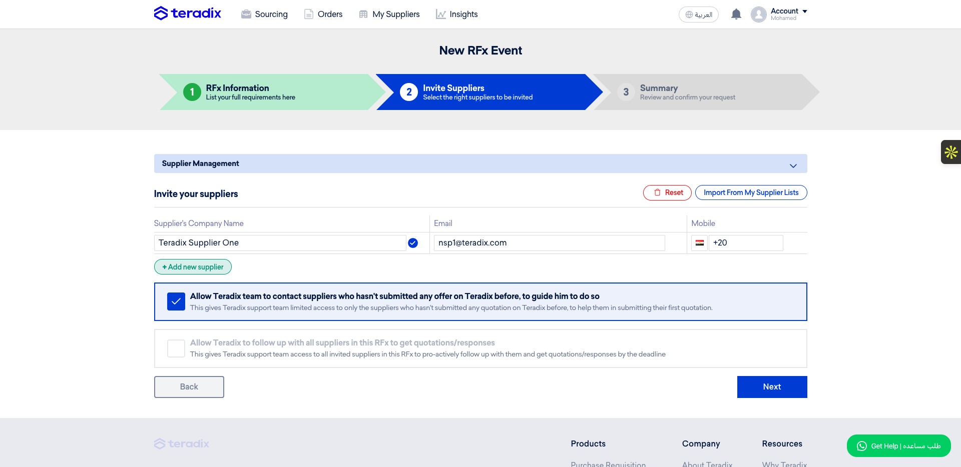 You can add other suppliers to this RFQ