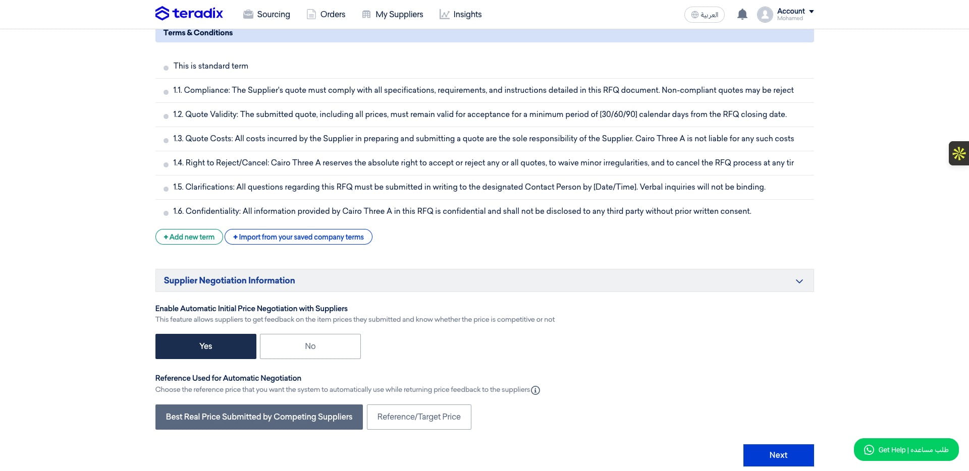 If you want to allow our Automated Negotitaion Engine to do the negotiation for you click *Yes *