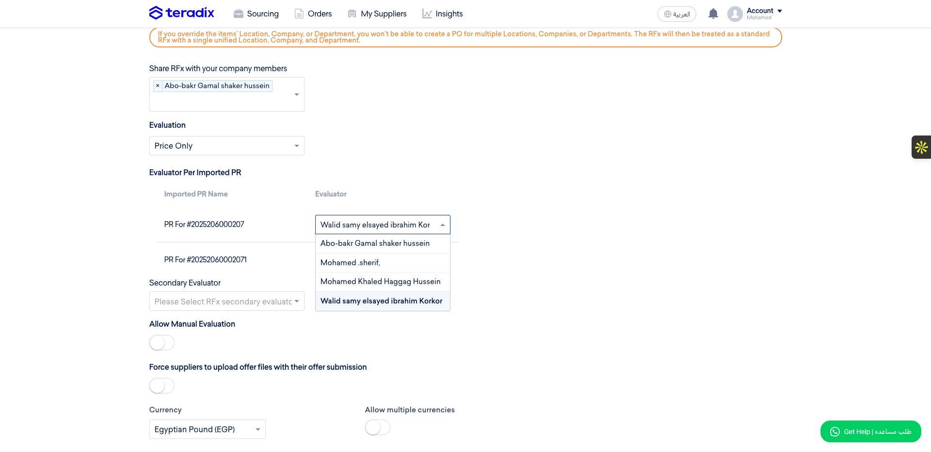 Click on "Walid samy elsayed ibrahim Korkor" for example