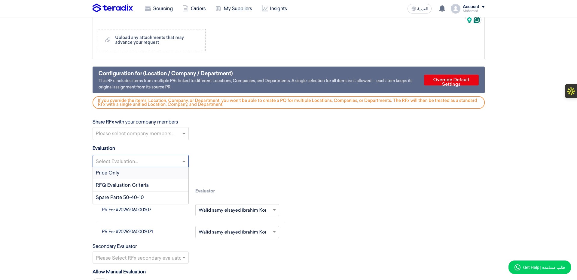 Click on "Price Only" from example