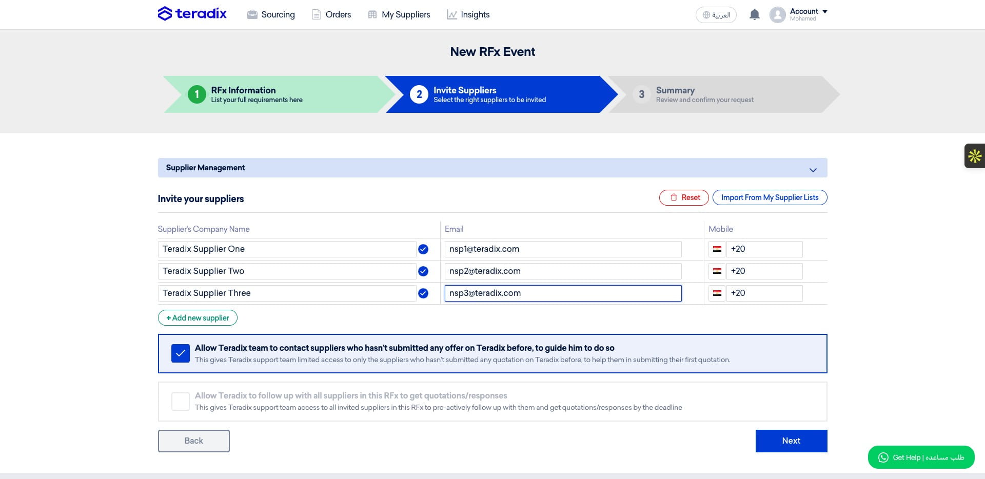 Click on "Supplier Management"