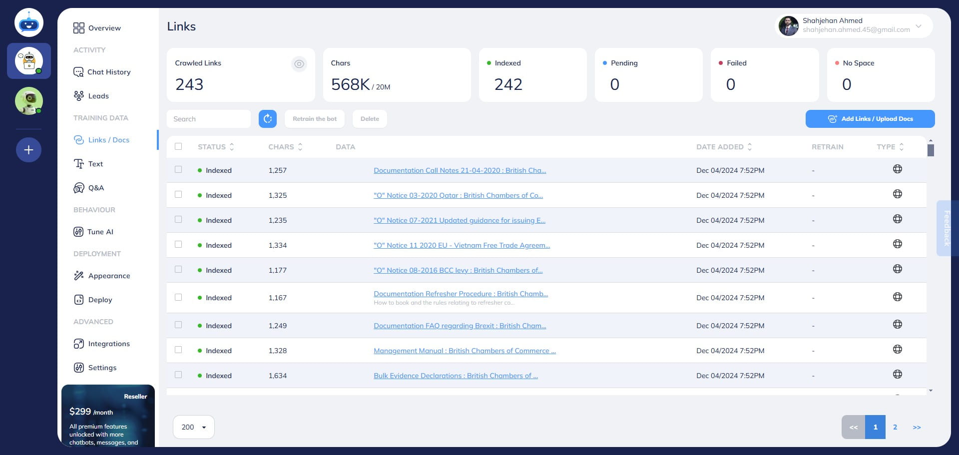 Refresh the app and make sure all the newly added URLs are indexed and showing a Green Dot under the status column.