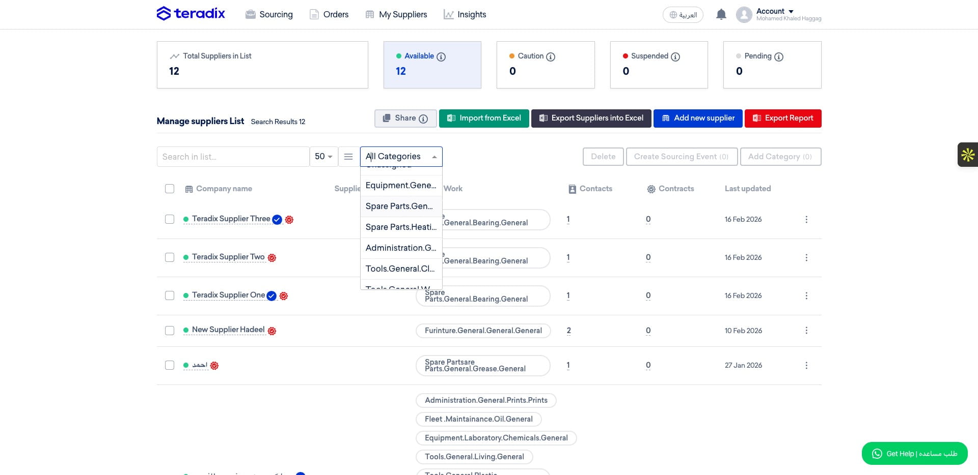 Additionally, you can easily filter by **Material Group or Spend Category** so you can have a deeper view of your category performance.