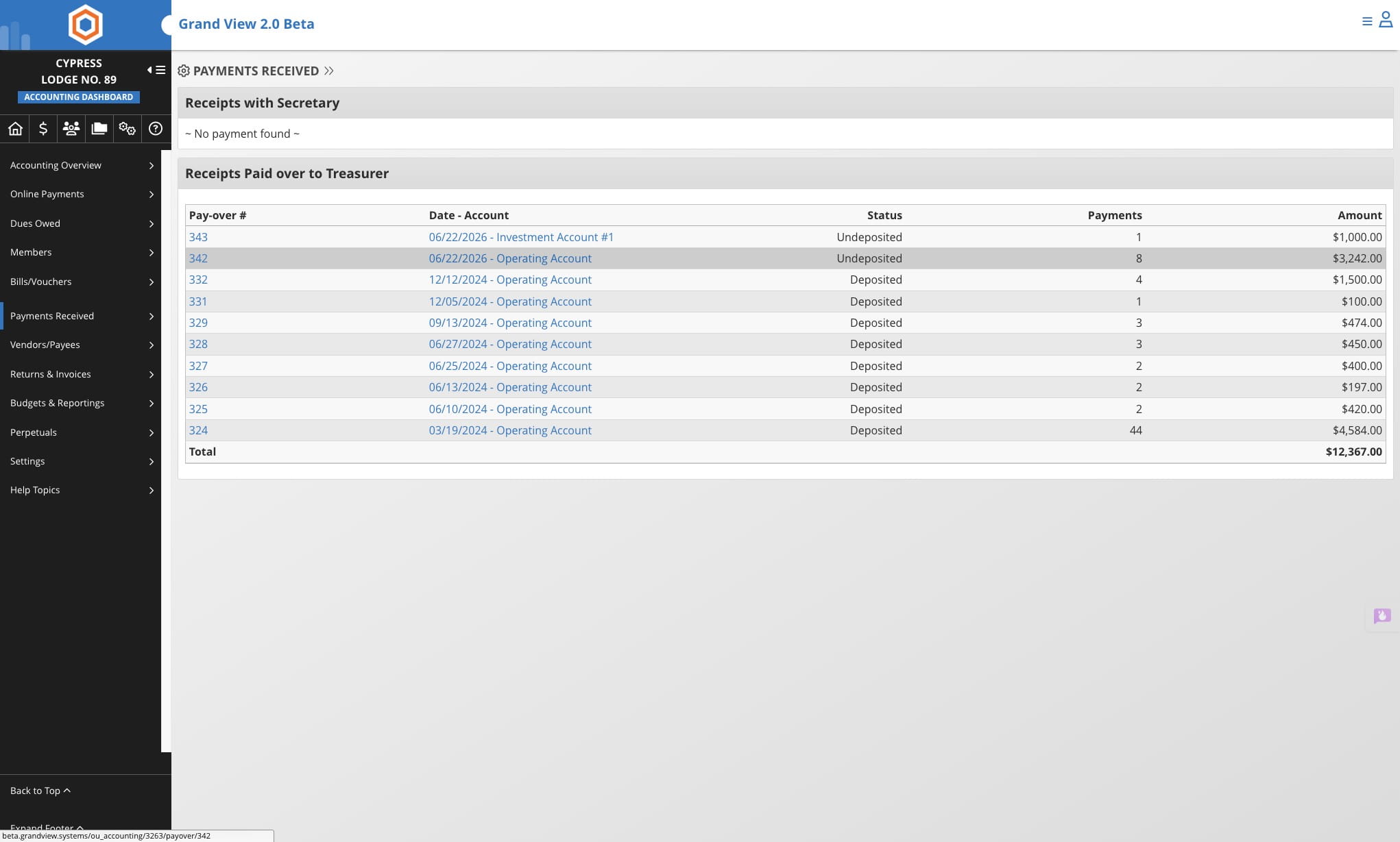 Click on the newly created payover