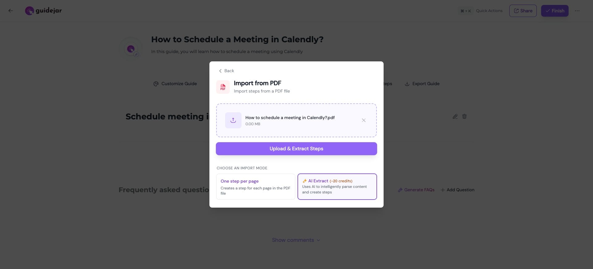 Click on "**Upload & Extract Steps**"