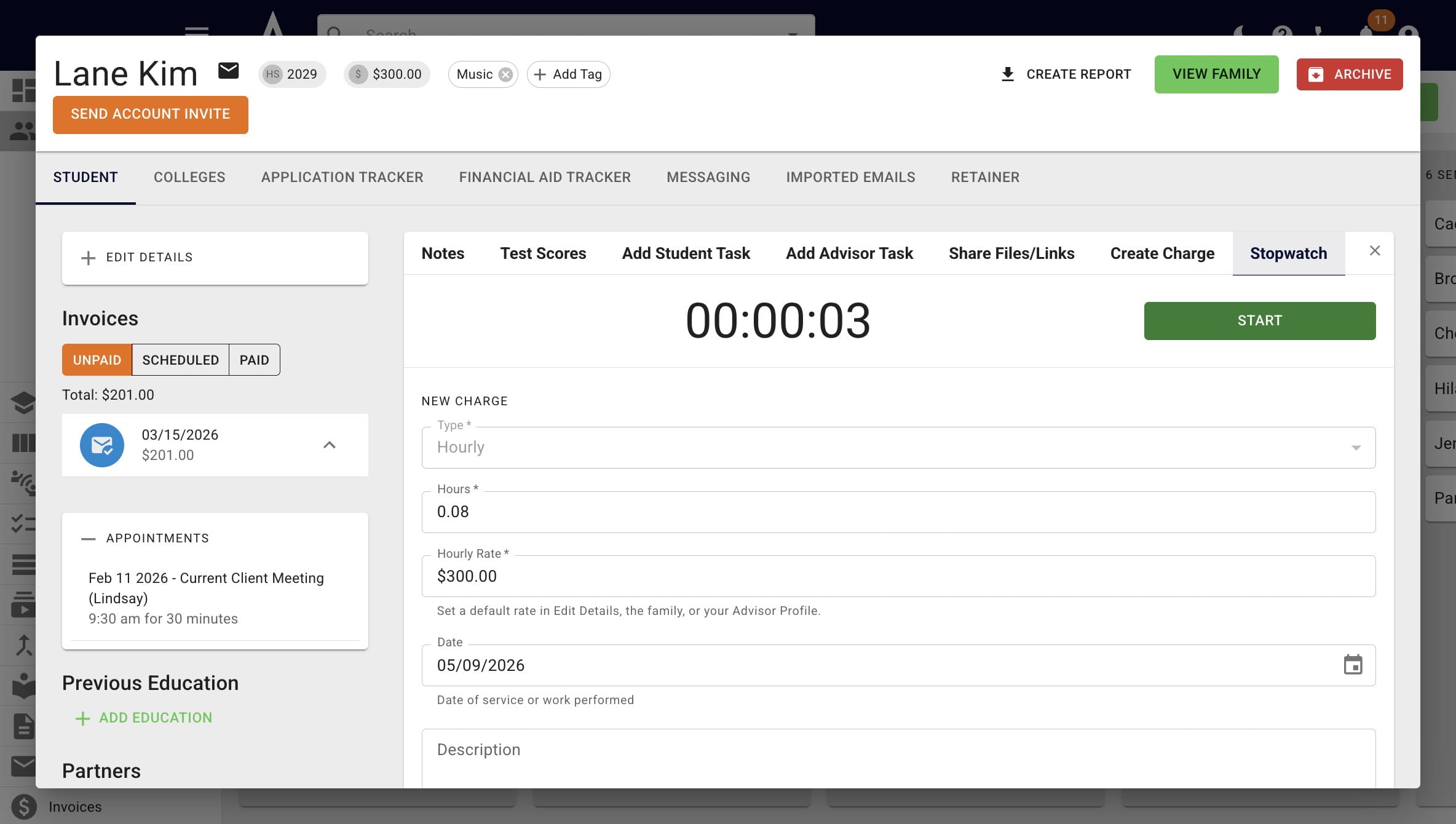 You're now able to override the hours spent as needed (i.e. if you round to the closest 15 minute interval) and add info about how the time was spent in the **Description** field. 
