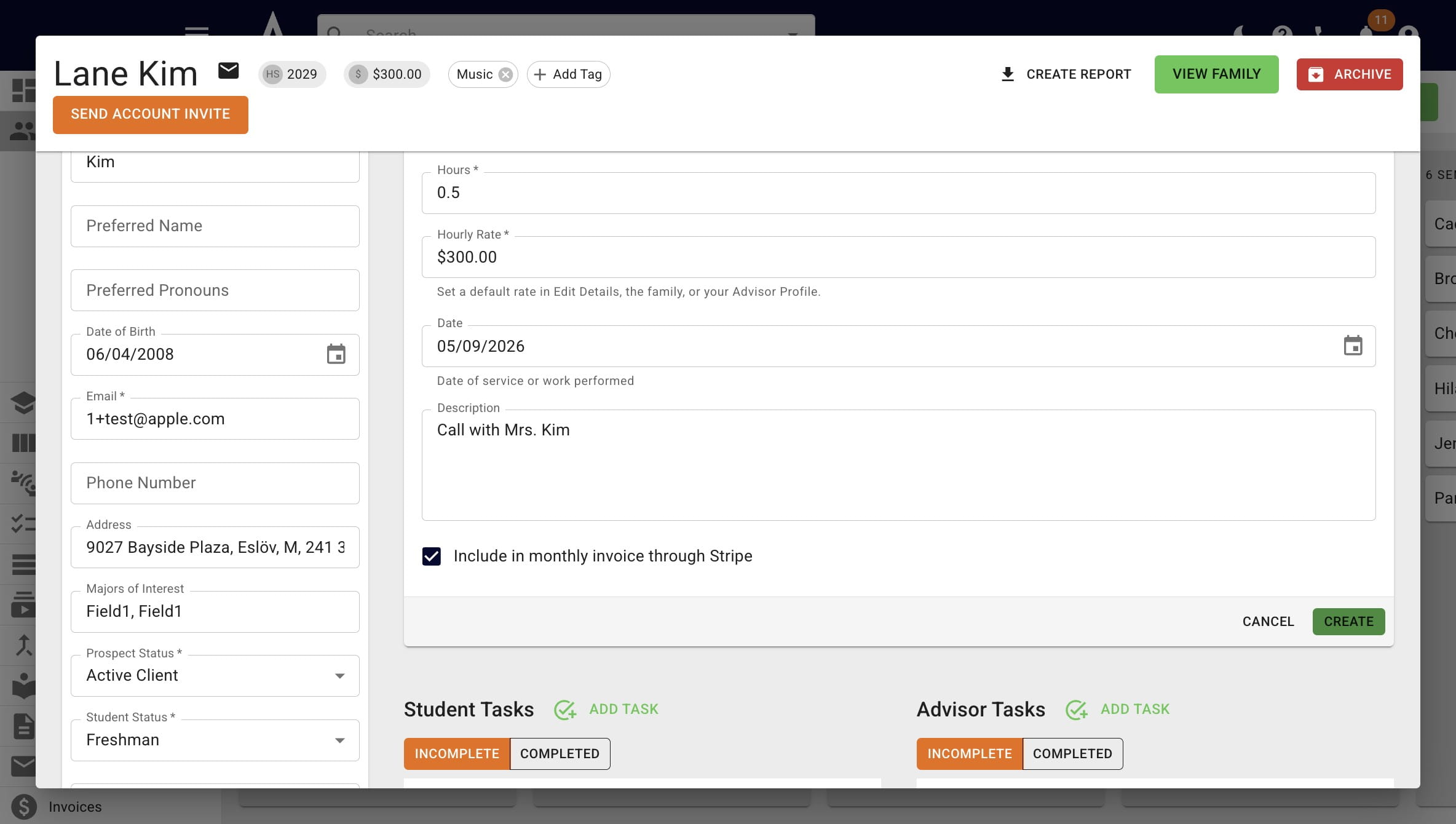 Right now, these hourly pay-as-you-go invoices need to be via Stripe. Keep the **Include in monthly invoice through Stripe box** checked or it may cause issues with the automations.
