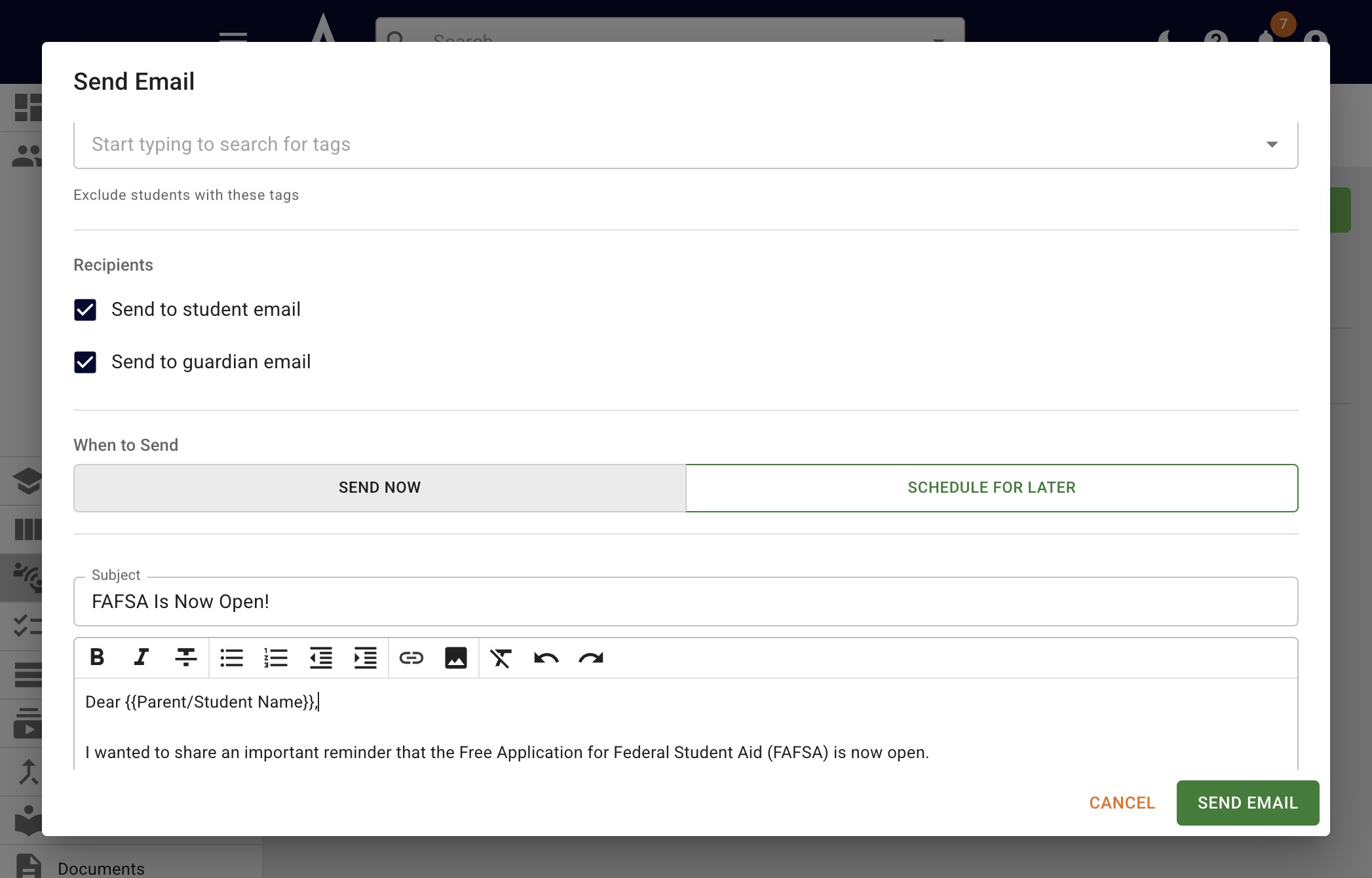 Personalize the email as needed. 