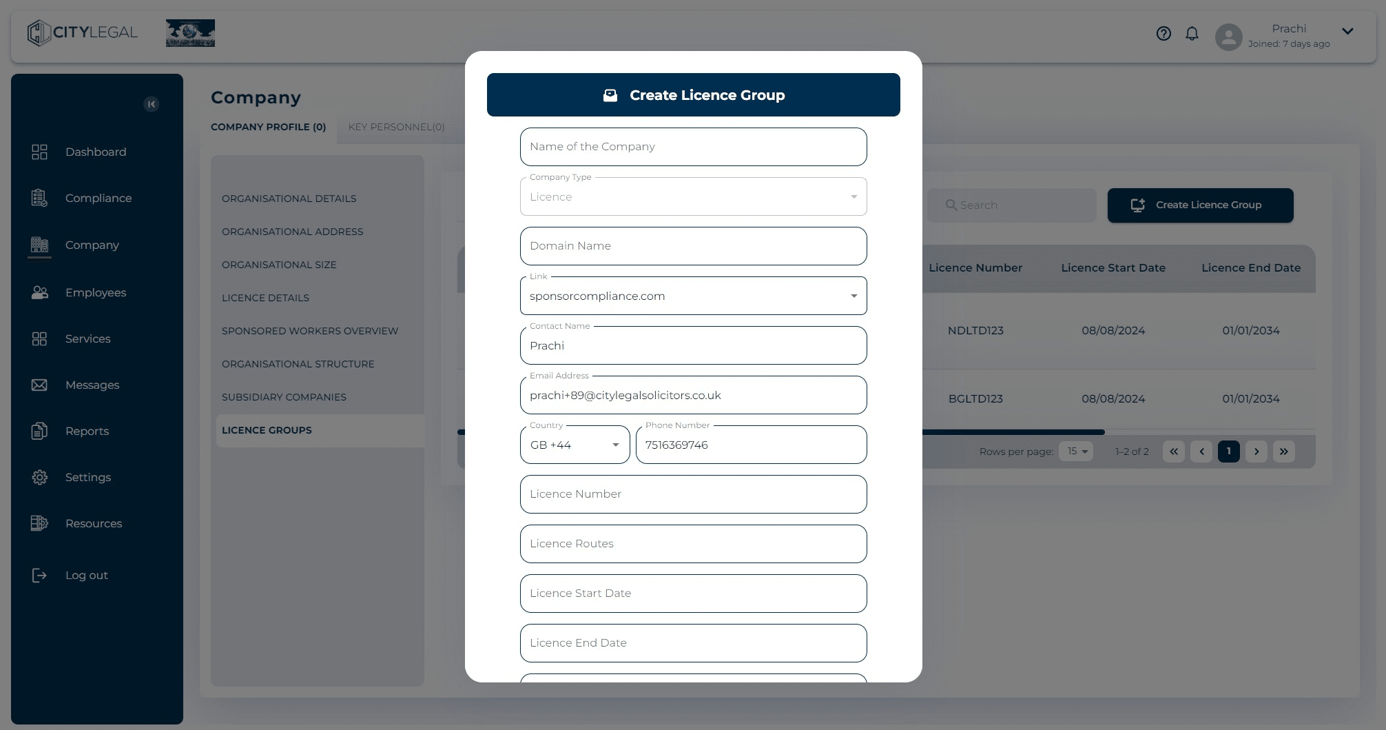 Fill in all the details of the Licence Group and click 'Next' to finish adding the licence group.