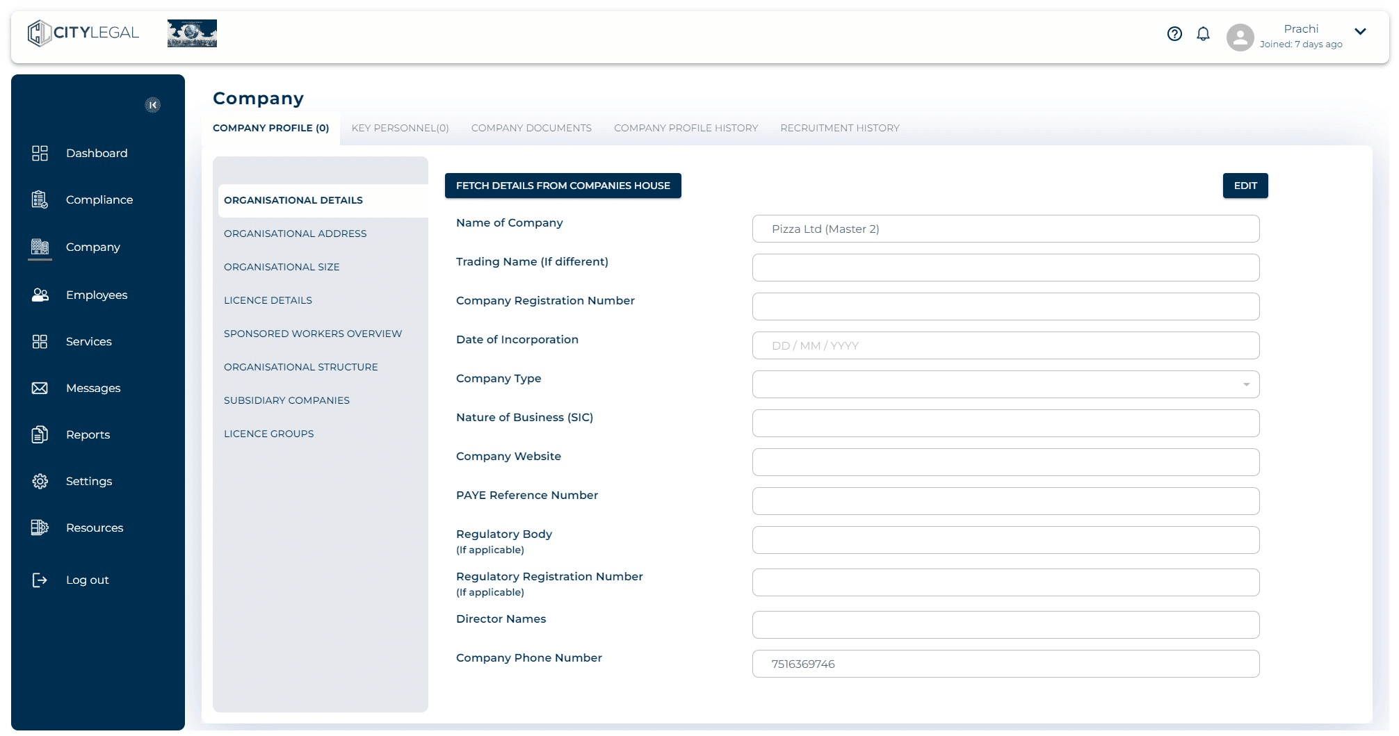 Click on "Subsidiary Companies"