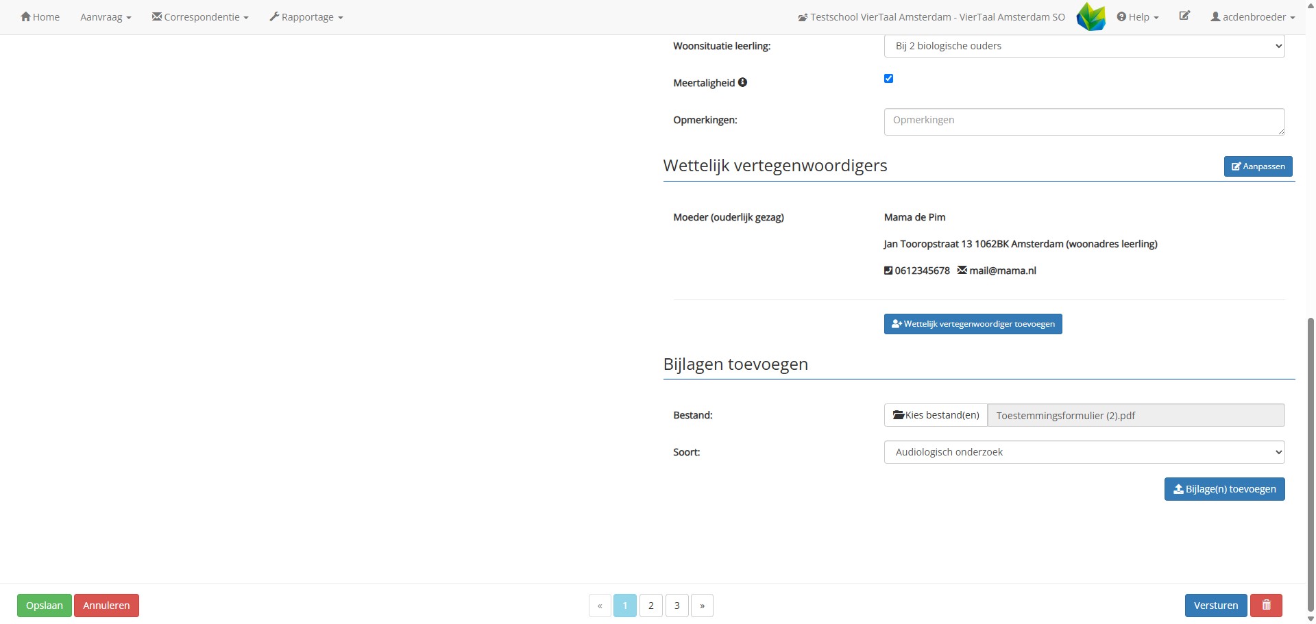 Let op dat je bij 'soort' het juiste soort document selecteert.