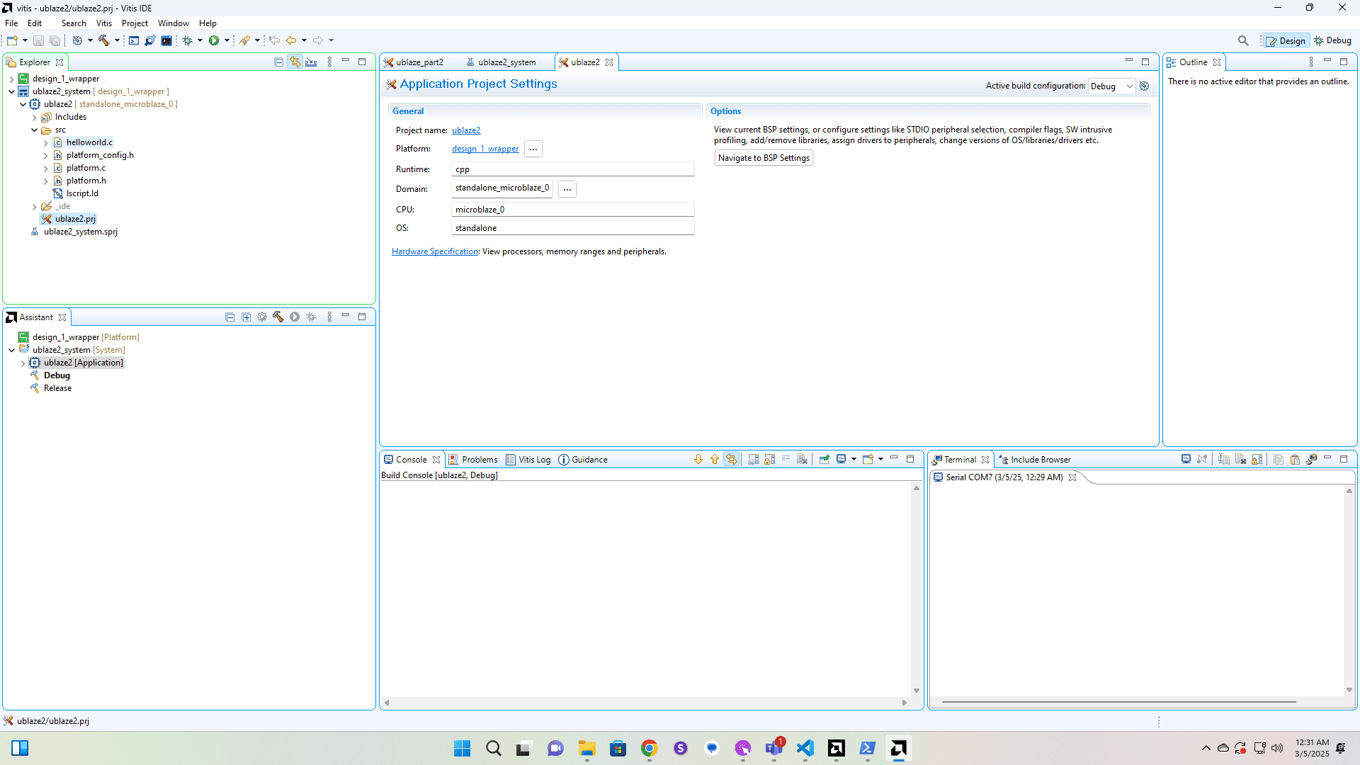We'll replace the contents of the helloworld.c file with the ice2.c file.