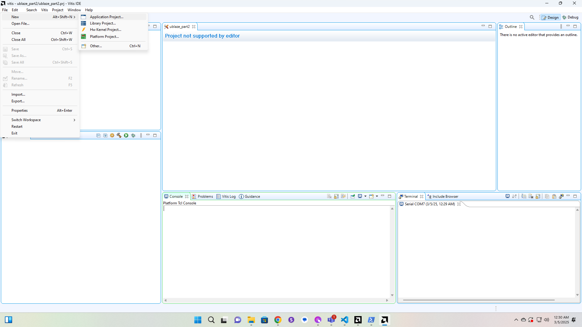 Create a new Application Project.