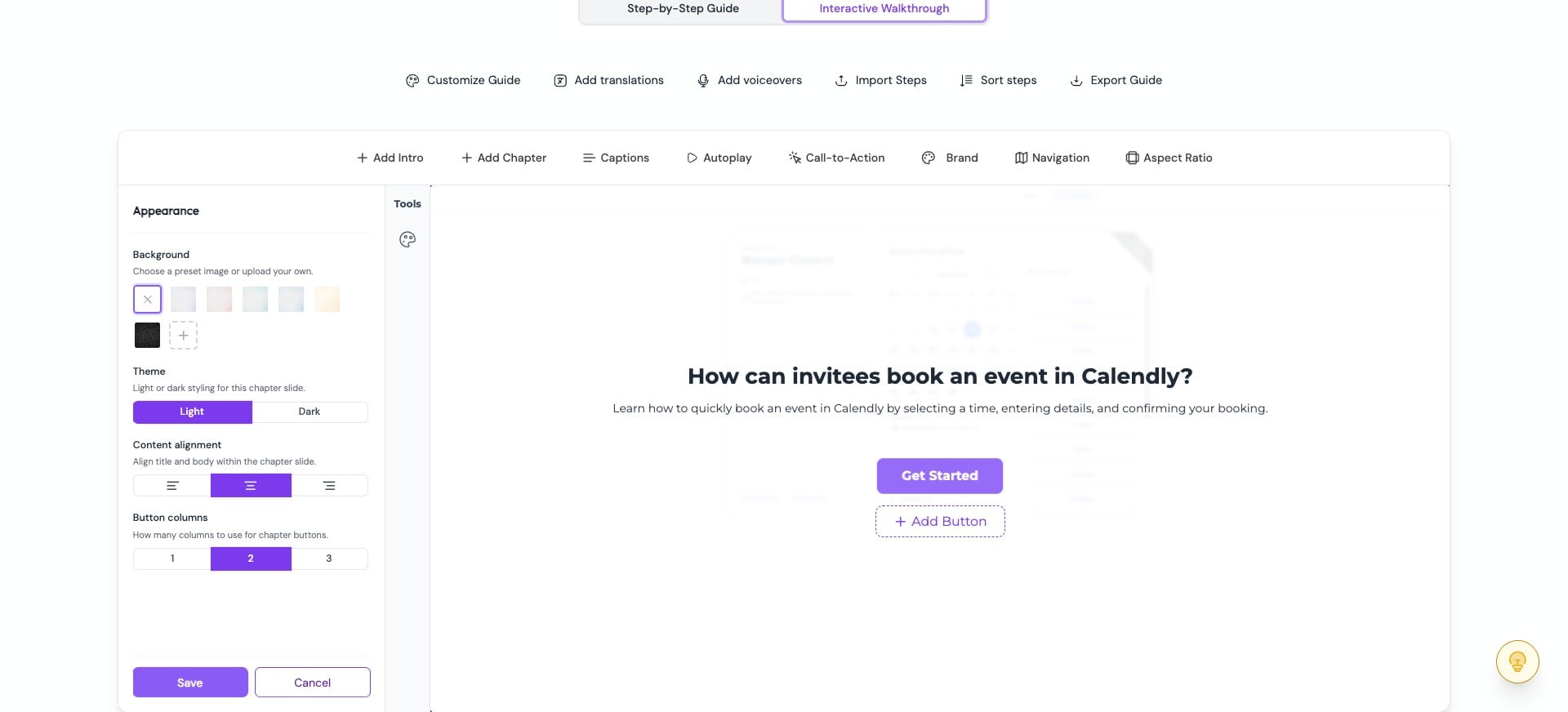 You can customize the chapter button by clicking on it