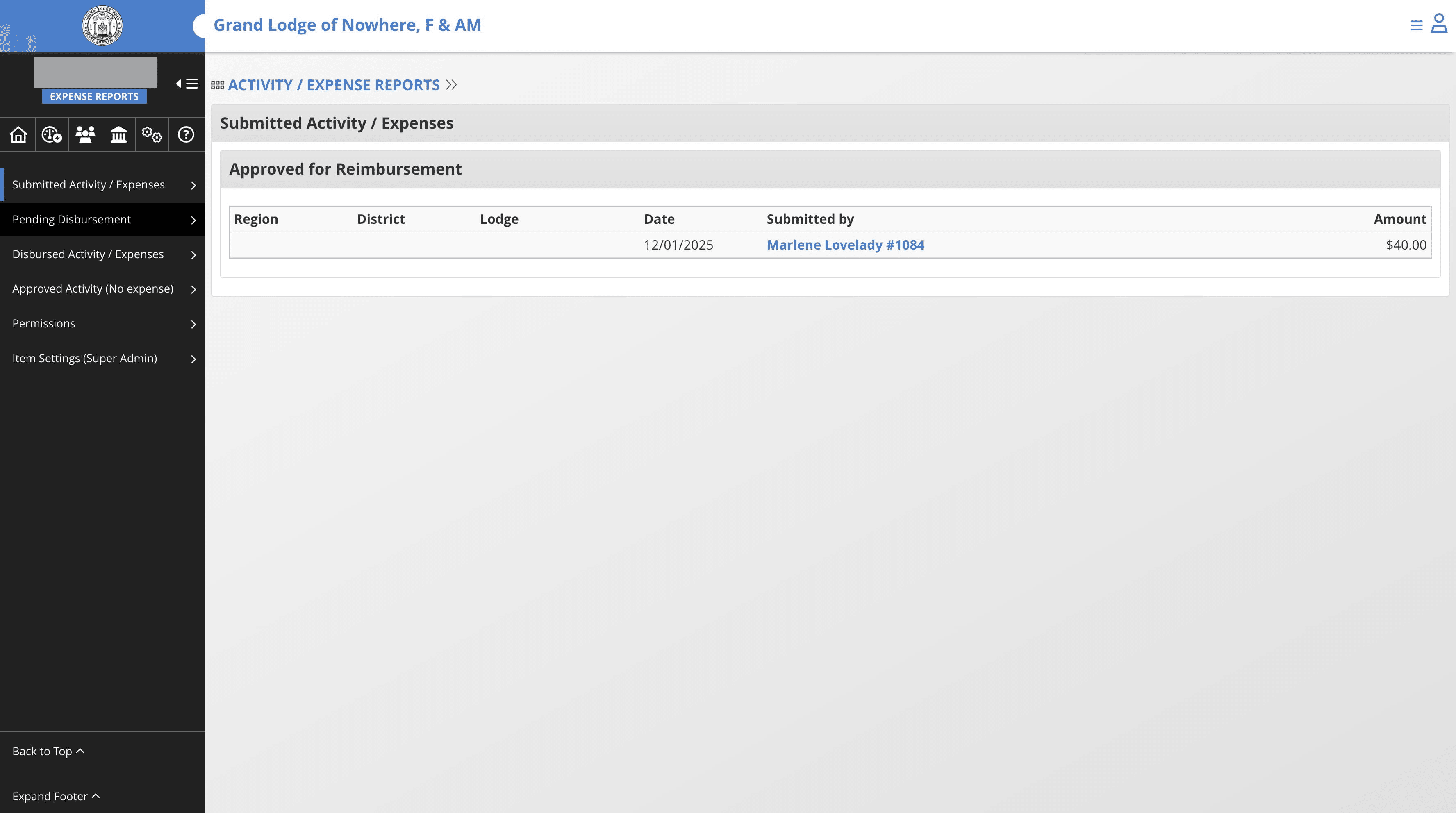 Click on "Pending Disbursement" to go to the disbursement queue