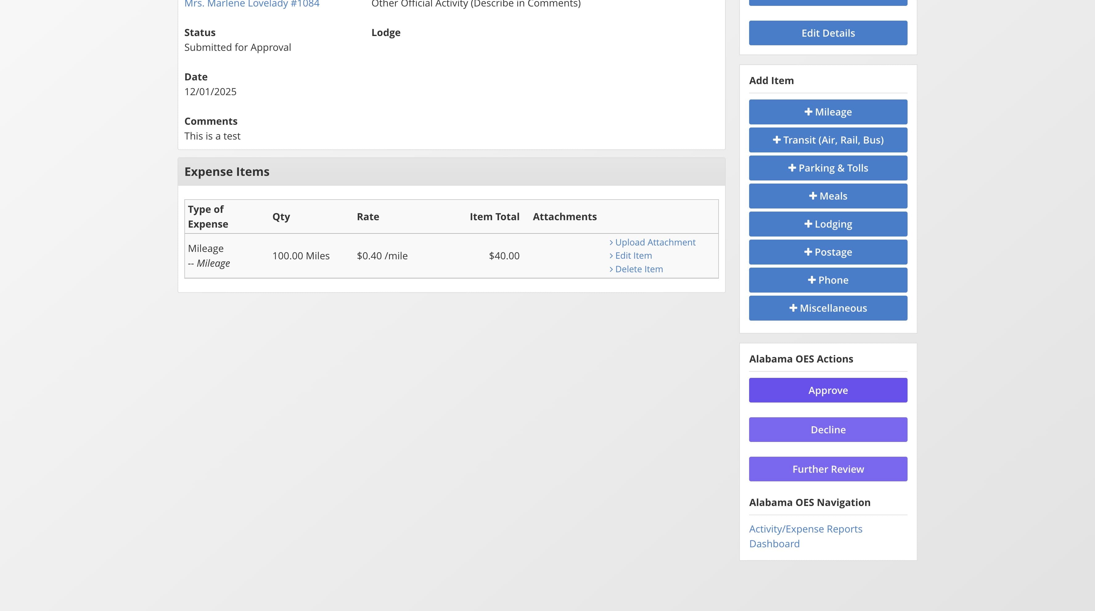 Click on "Approve" to approve,"Decline" to reject, or "Futher Review" if you need to request more information. An email will sent out to the user notifying them of the action taken.