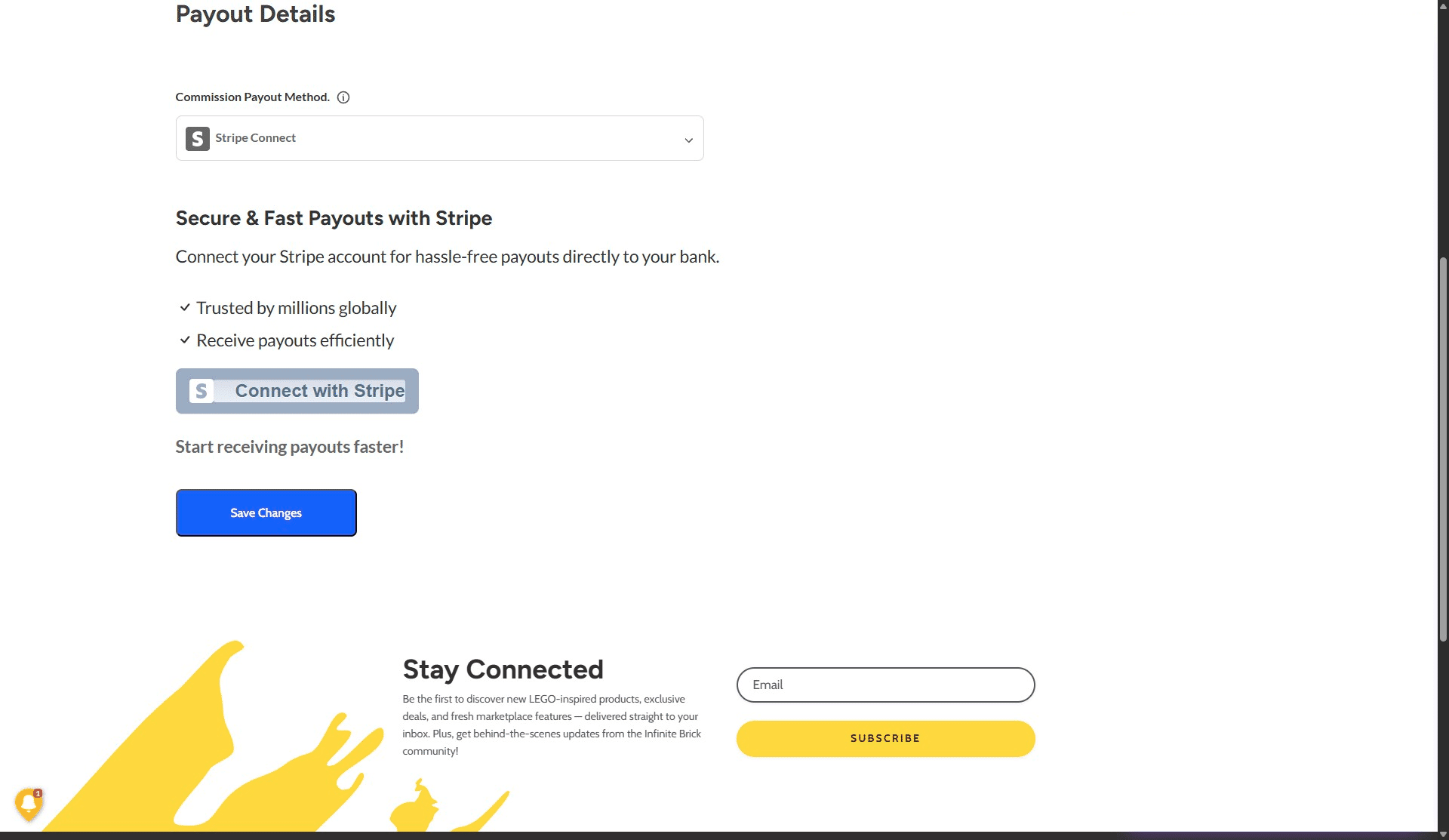Click on "Connect with Stripe"