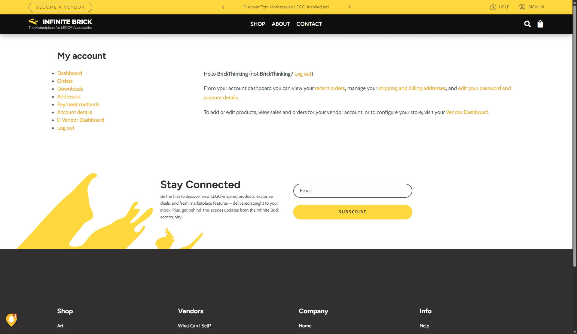 Click on "Vendor Dashboard"