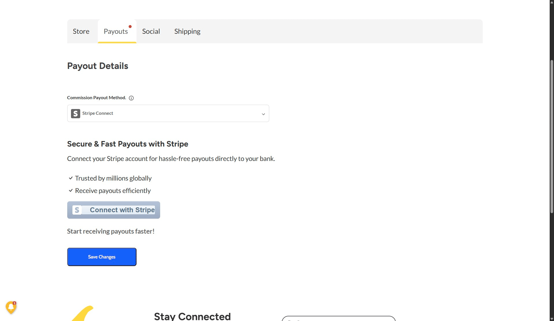 Click "Save Changes" and the page will re-load.