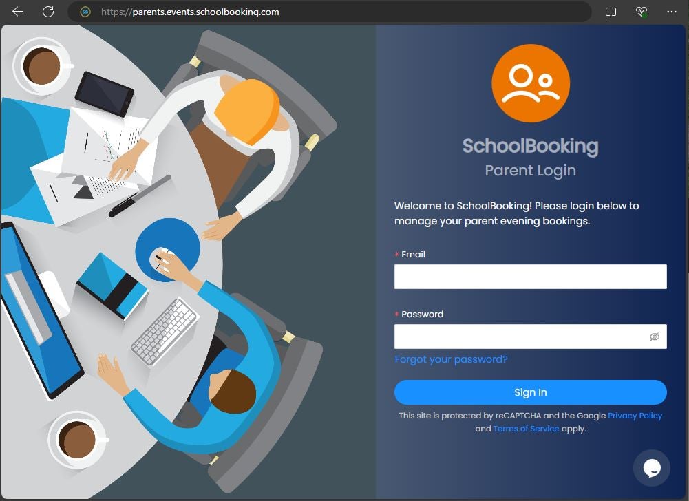 When you have reset the parent password you can test by going to the parents login page at [https://parents.events.schoolbooking.com/](url) 