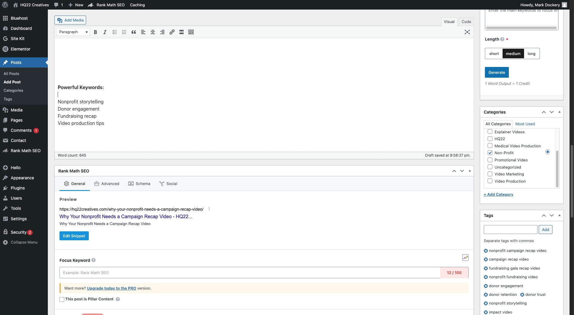 Paste them into the Focus Keyword section