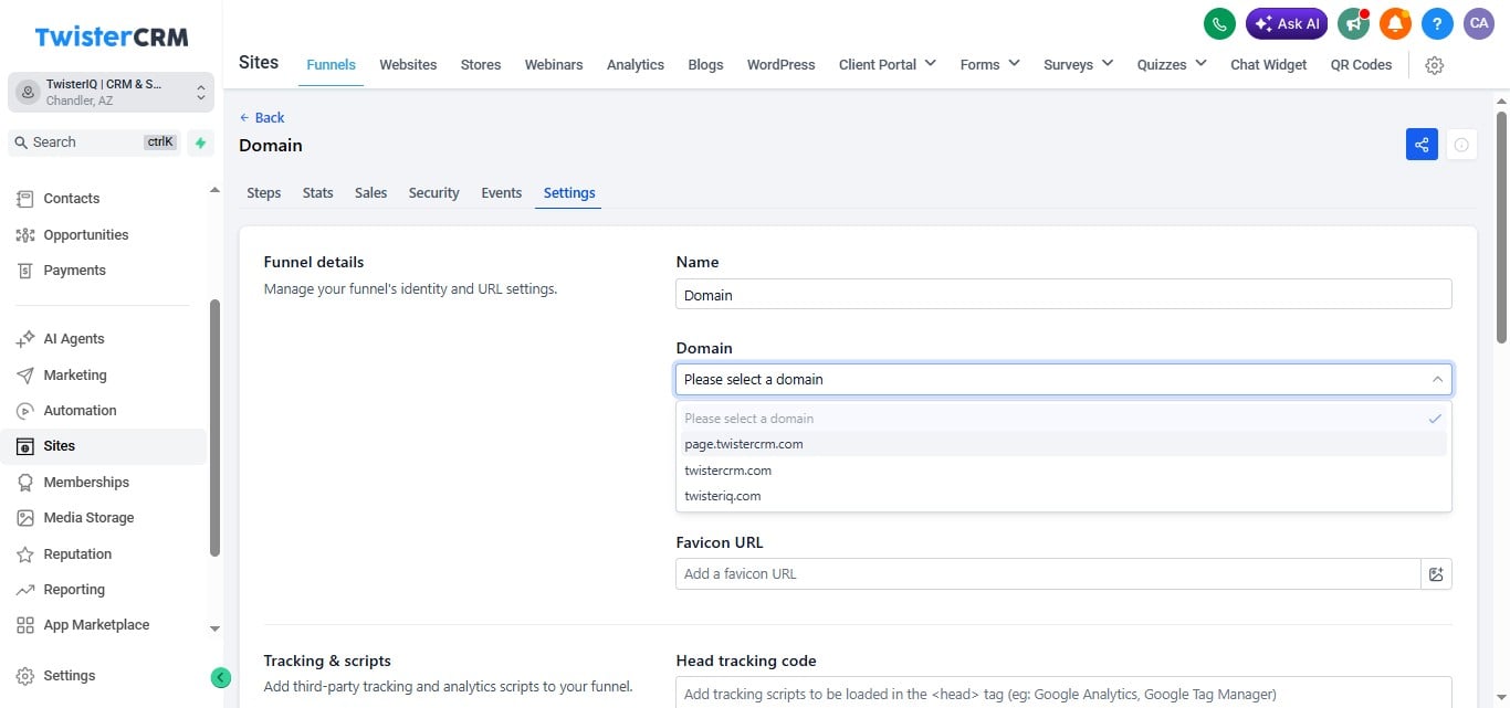 Select the Domain that you added
