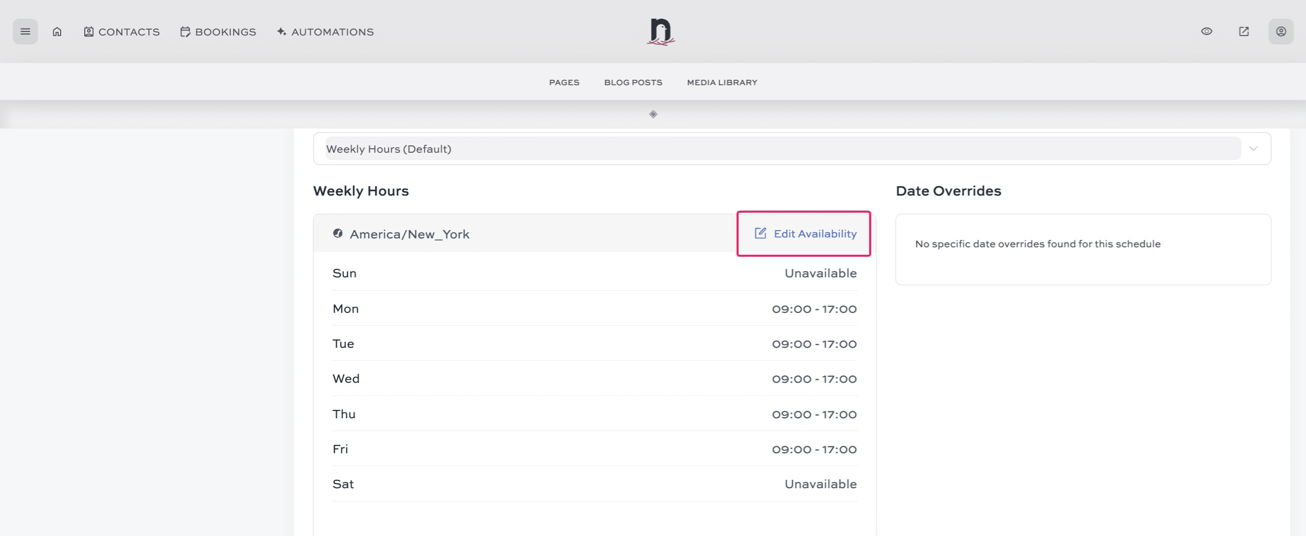 Click 'Edit Availability'