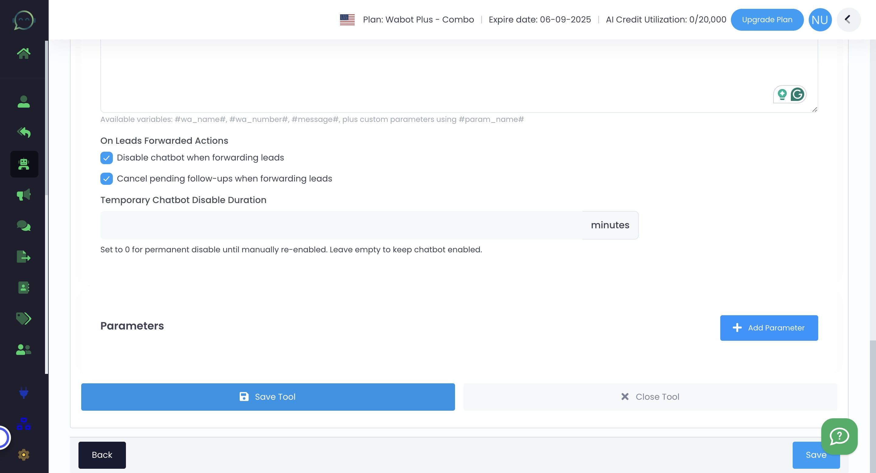 You can also temporarily disable the chatbot or simply set to 0 for permanent disable