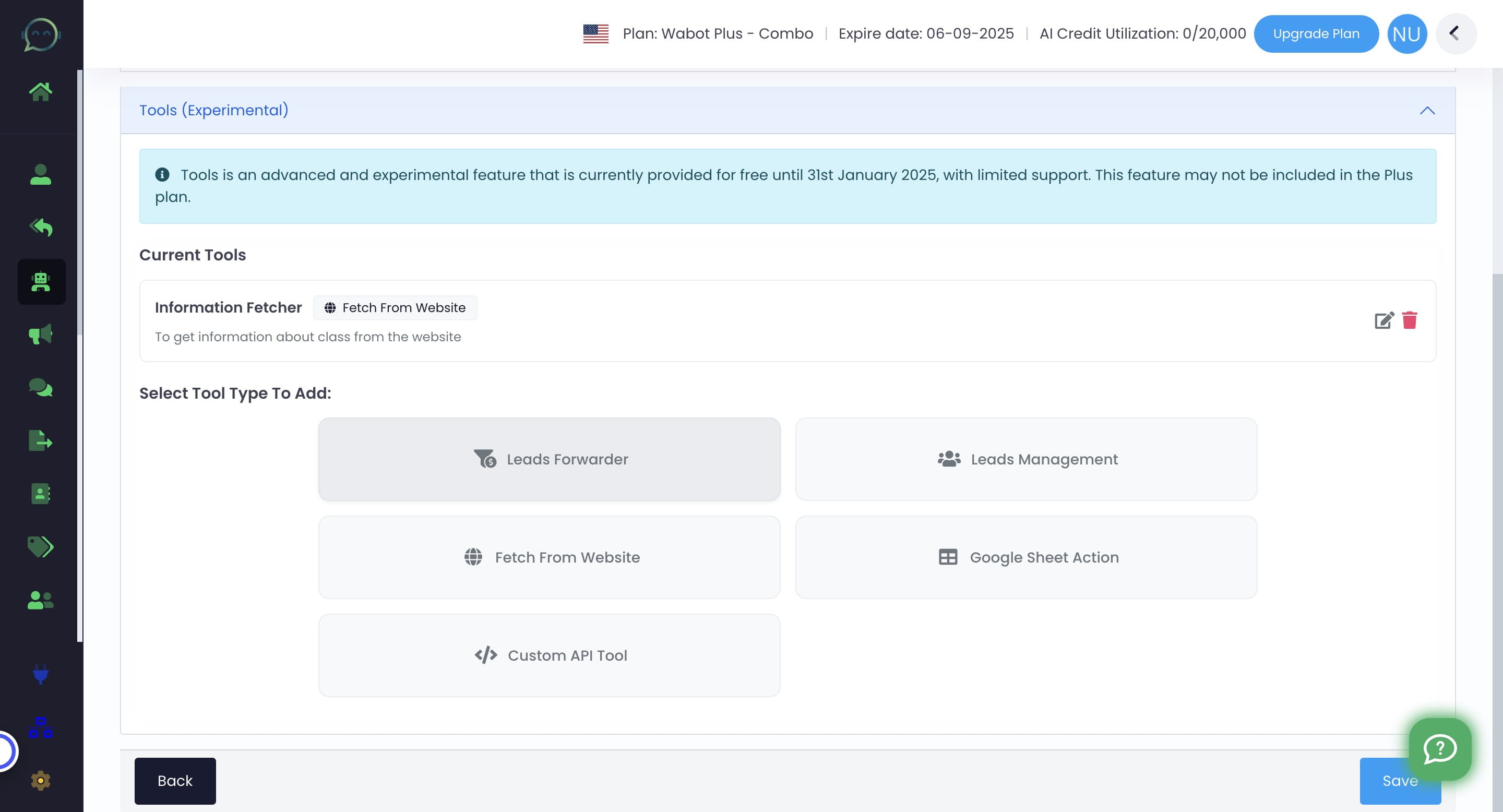Click on "Tools" and click "Leads Forwarder"