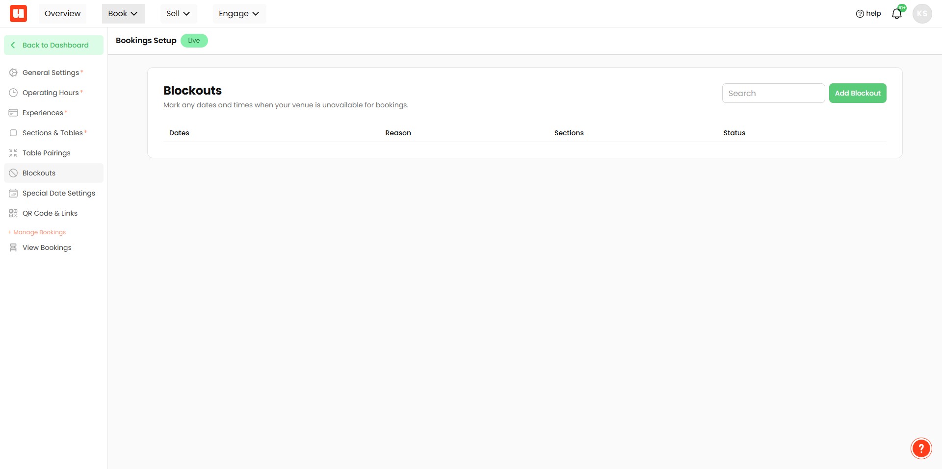 Click on "Add Blockout"