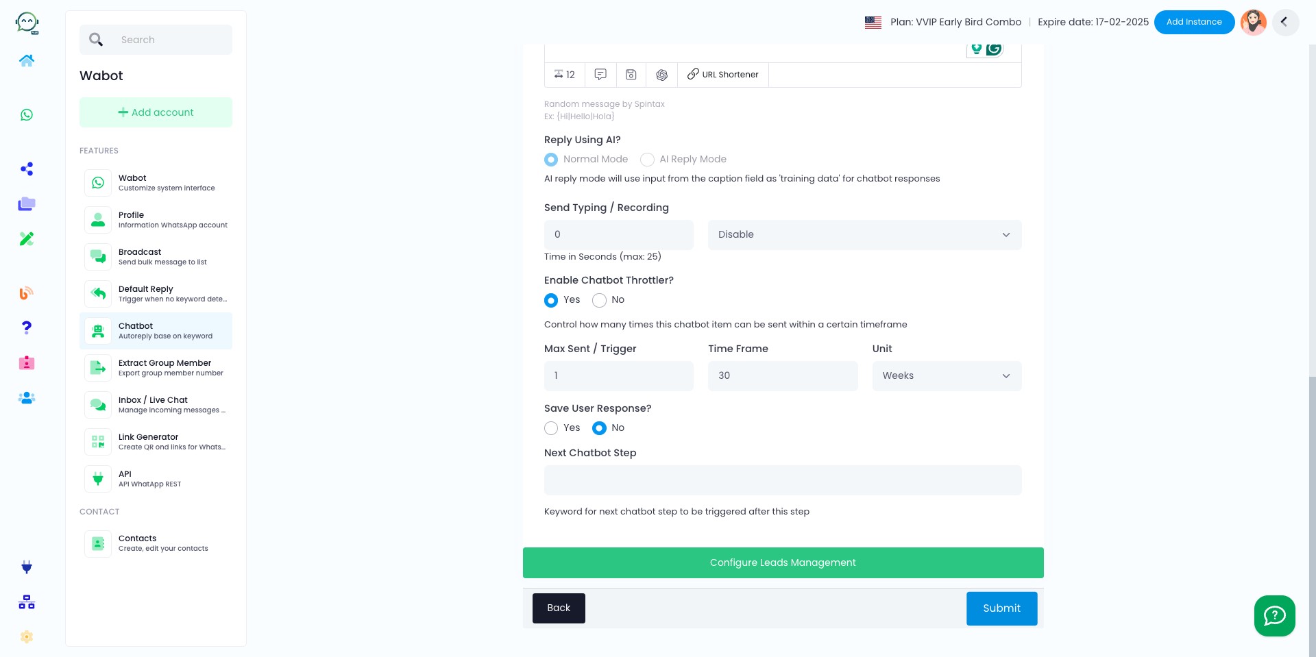 Please select the time frame that suits your needs. If you prefer not to repeat the action for the same customer, opt for the maximum time frame as shown below