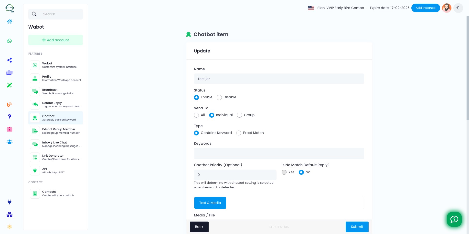 Enter the chatbot name