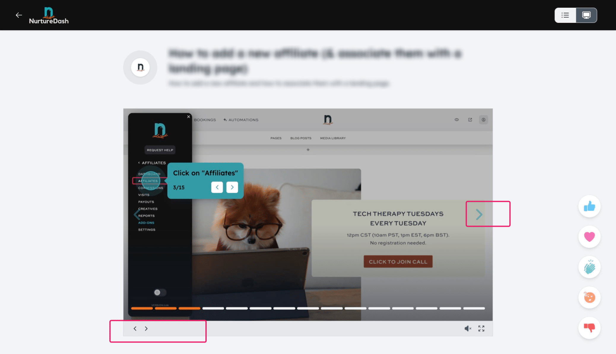 Using the arrows, click through the screens to see what your next step is. You can also go back a step if needed.
Bonus tip: Click the 'sound' icon if you'd like to hear a satisfying click when you move to the next step!