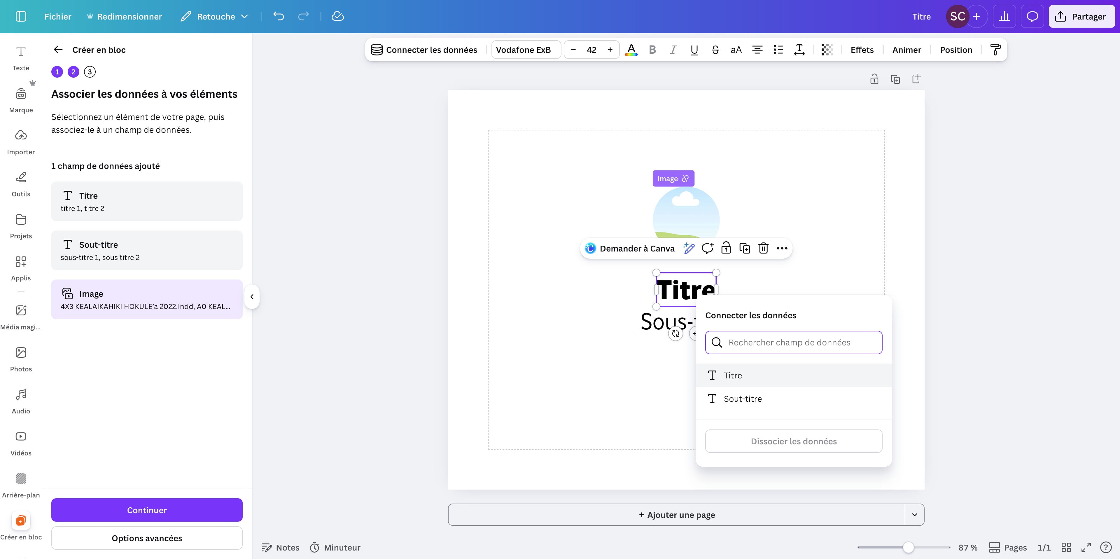 Sélectionner  "Titre"
