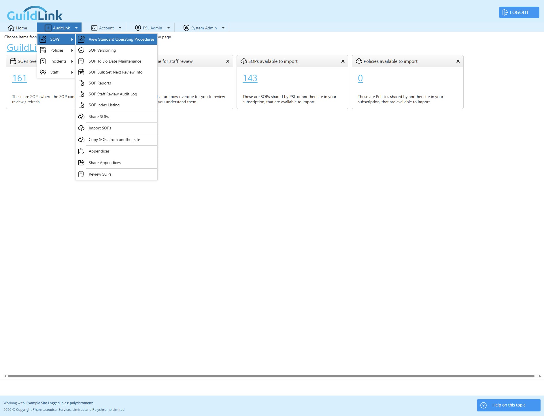 Click on "View Standard Operating Procedures"