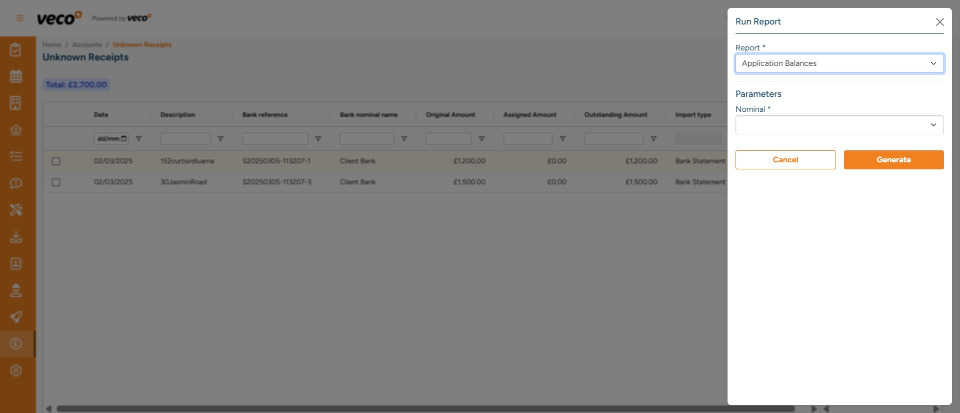 You will then see a drop-down menu of reports that can be run 