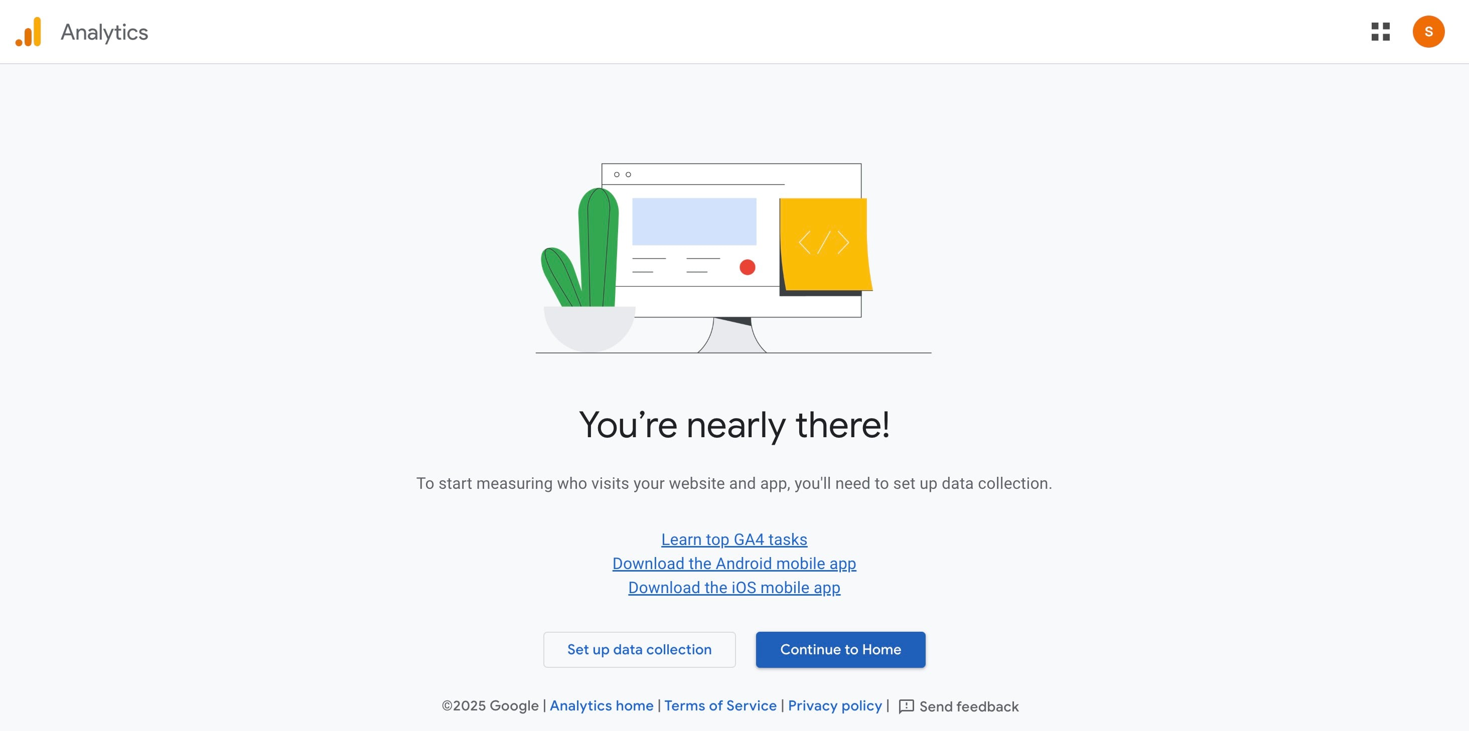 Click on "Continue to Home"
