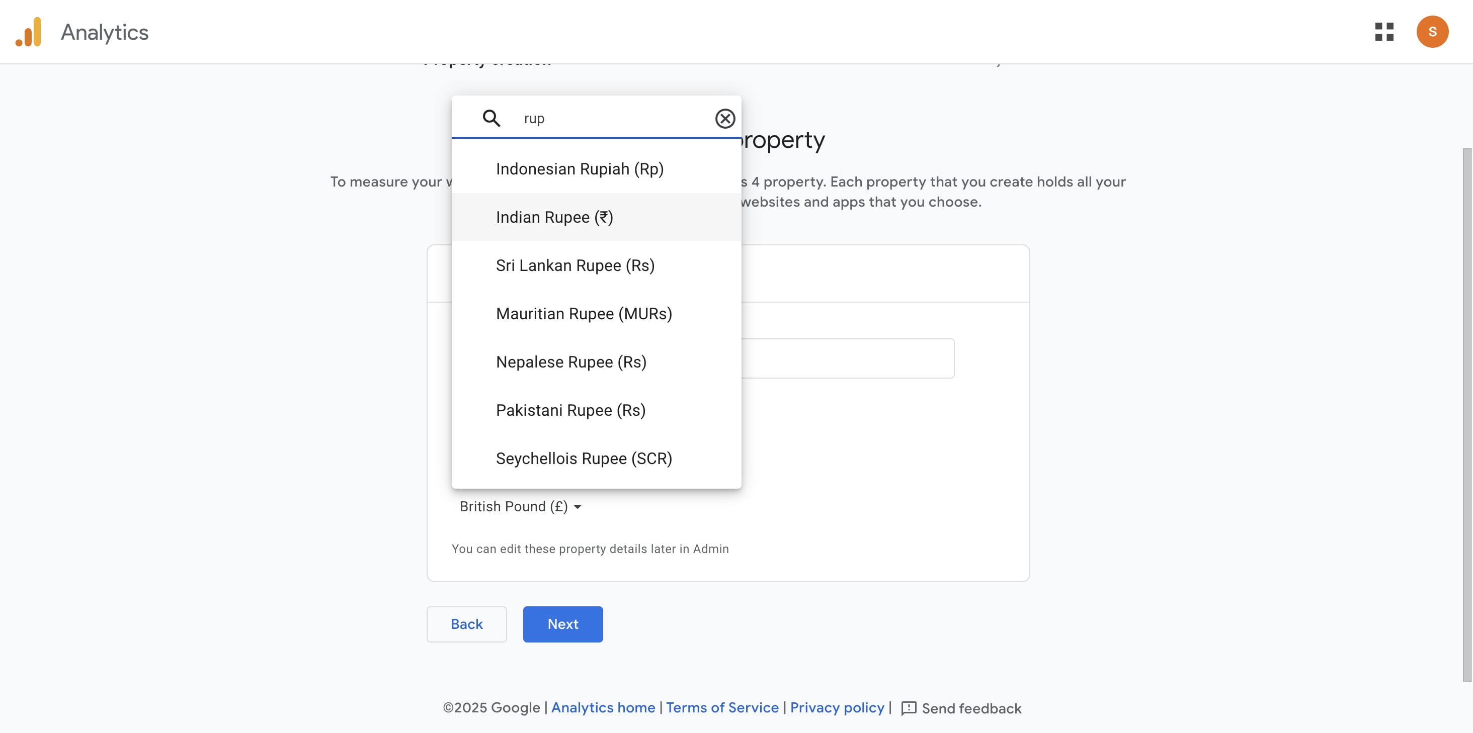 Choose your currency.