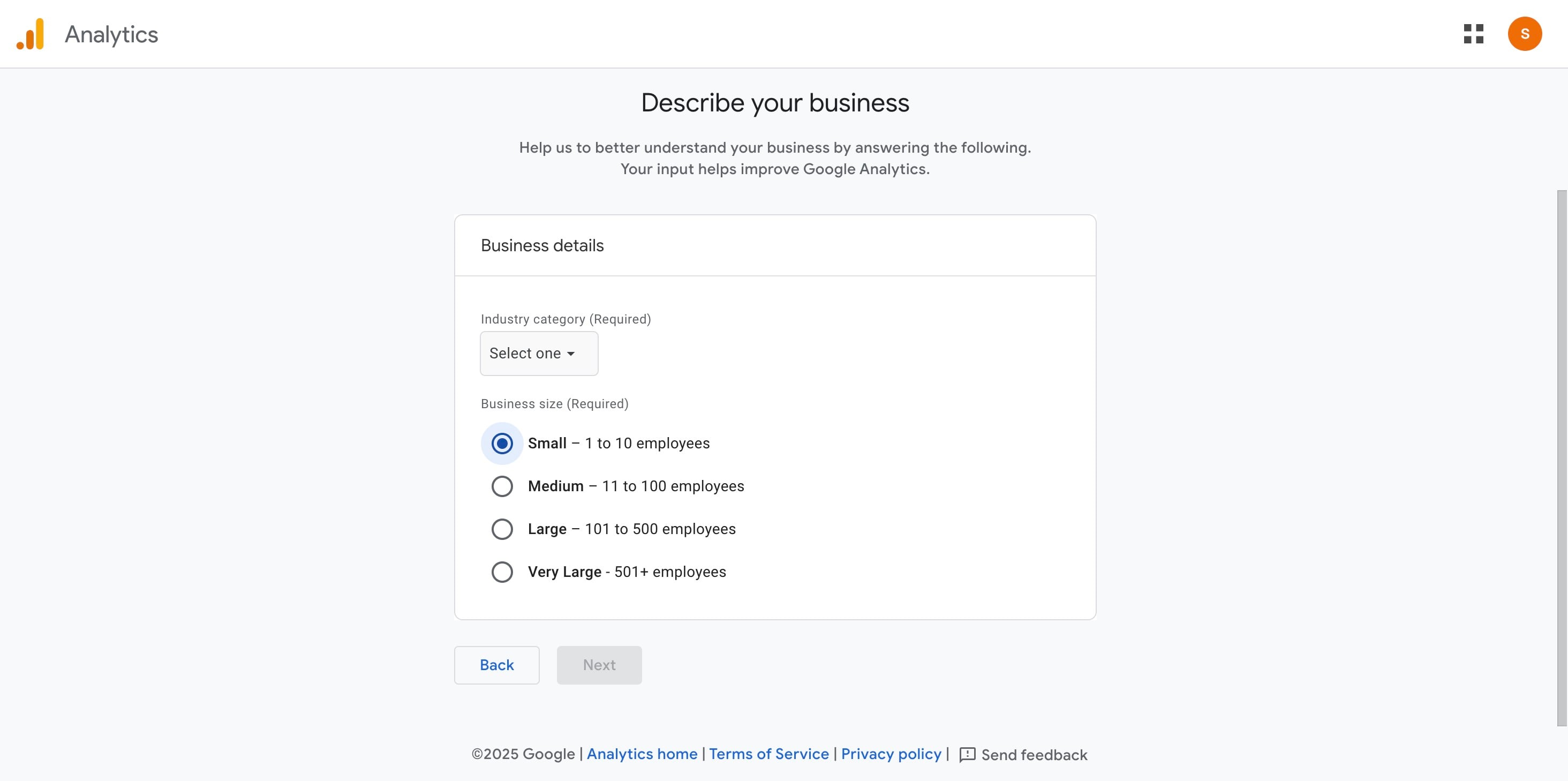 Select the **category** that best describes your business.